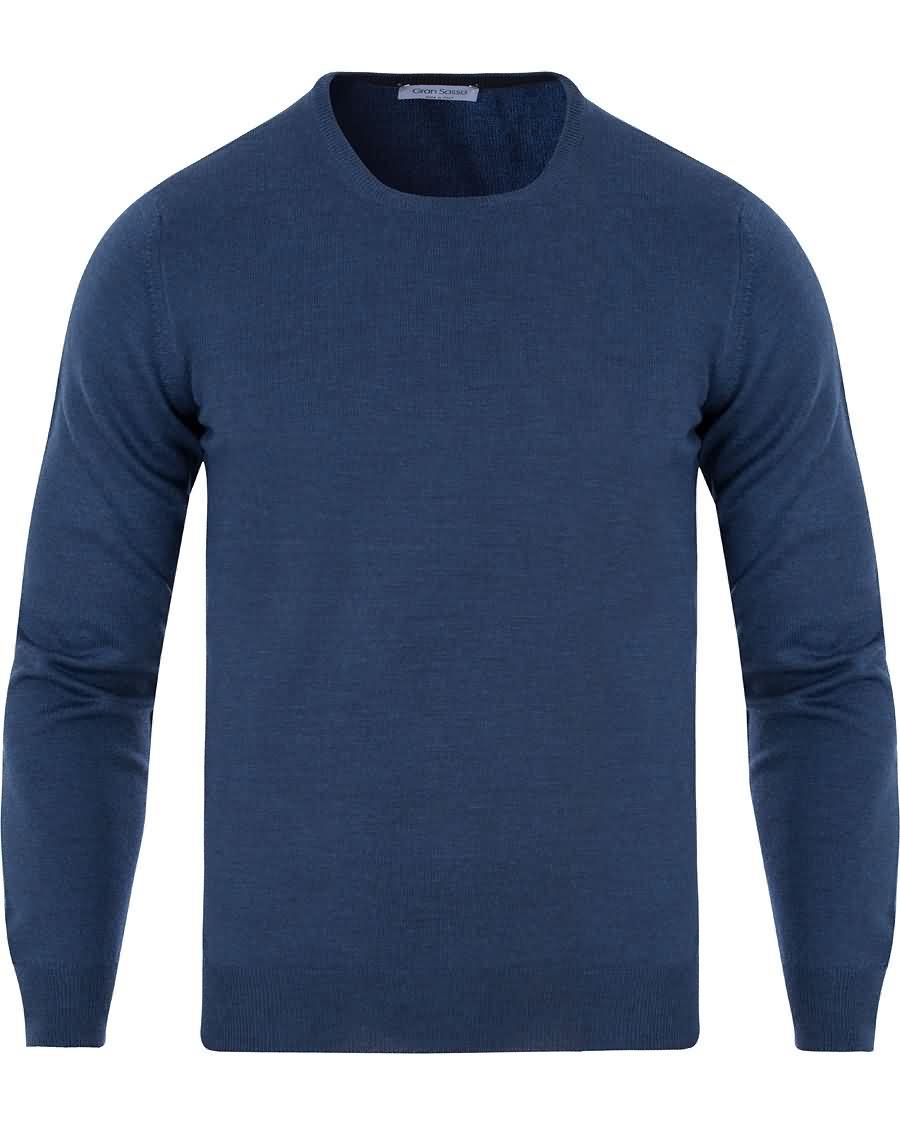 gran sasso merino fashion fit c-neck pullover blue På Salg Stikkontakt grjog